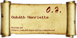 Osbáth Henrietta névjegykártya