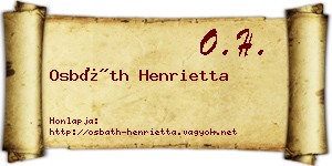 Osbáth Henrietta névjegykártya